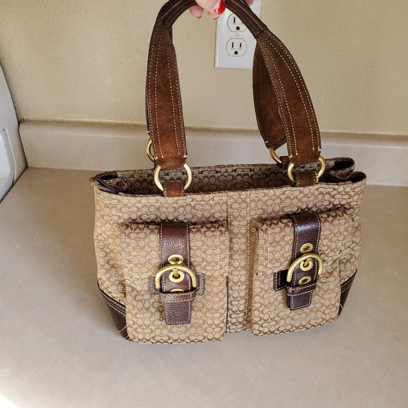Coach Handbags - Rare Vintage Coach Leather & Suede Handbag Satchel Tote Purse c